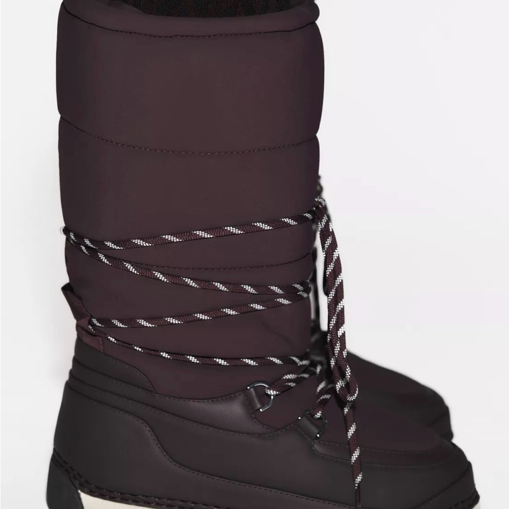 Zara Women's Burgundy ‘ski’ line  Winter Boots - Picture 4 of 10